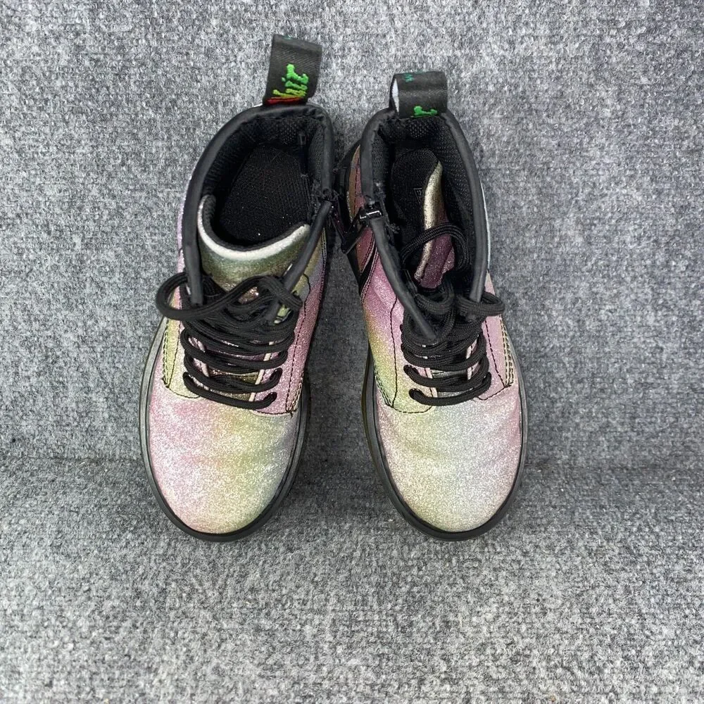 Dr. Martens Boots 1460 Girls 13 Pink Ombre Glitter Lace Up Combat Shoes - Picture 9 of 12